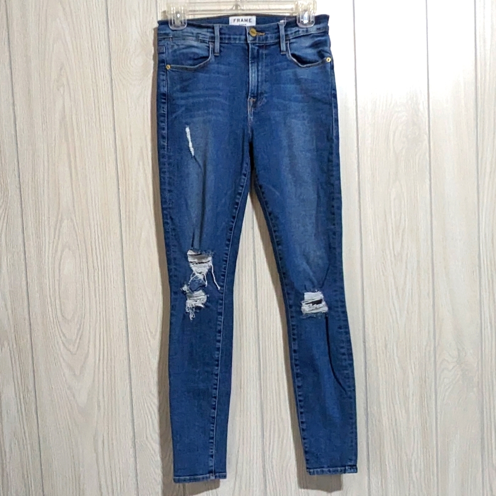 FRAME Le High Skinny Size 27 Denim Jeans Distressed